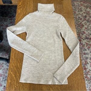 VTG BP Florence Italy Sweater Women's Small 100% Merino Wool TurtleNeck Beige